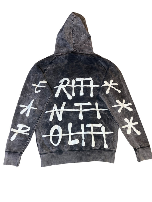 "CAP" Hoodie Washed Blk\Wht